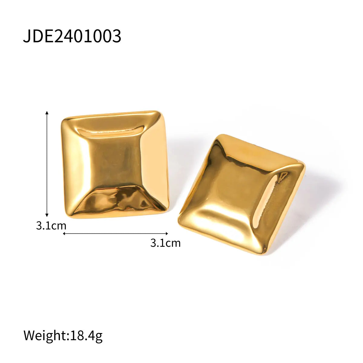 18K Gold Color Plated Square Earrings