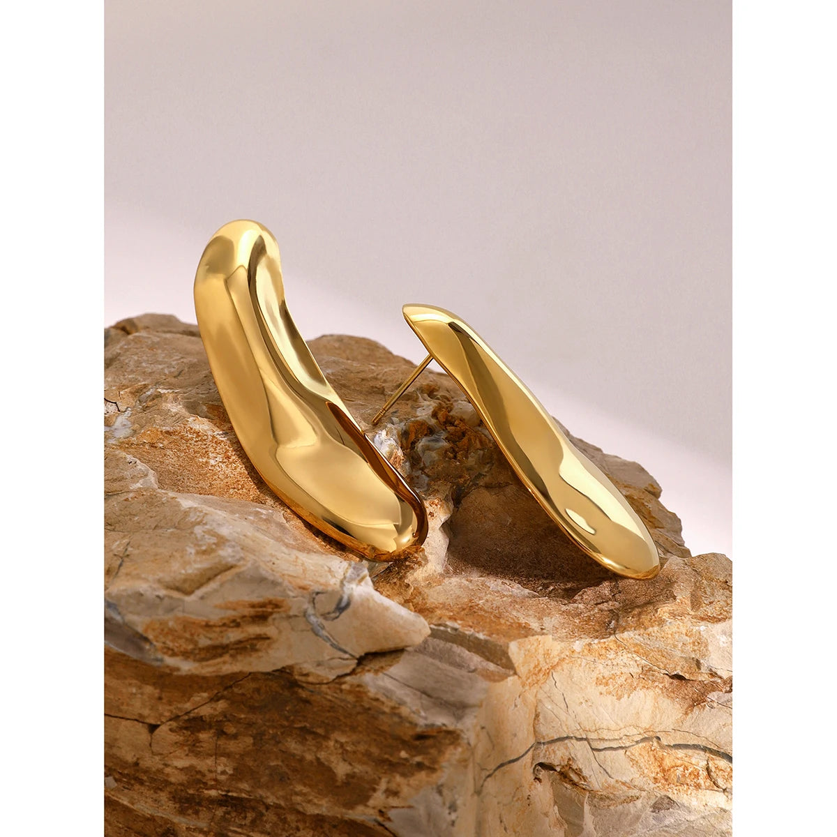 Asymmetric Hammered Big Chunky Stud Earrings