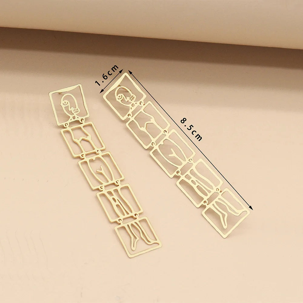 Statement Surrealist Body Form Long Dangle Drop Earrings