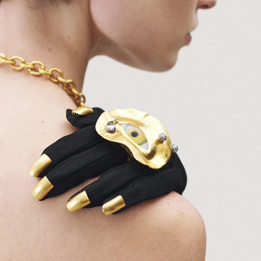 Statement Baroque Style Metal Plated Blue Eyes Open Ring