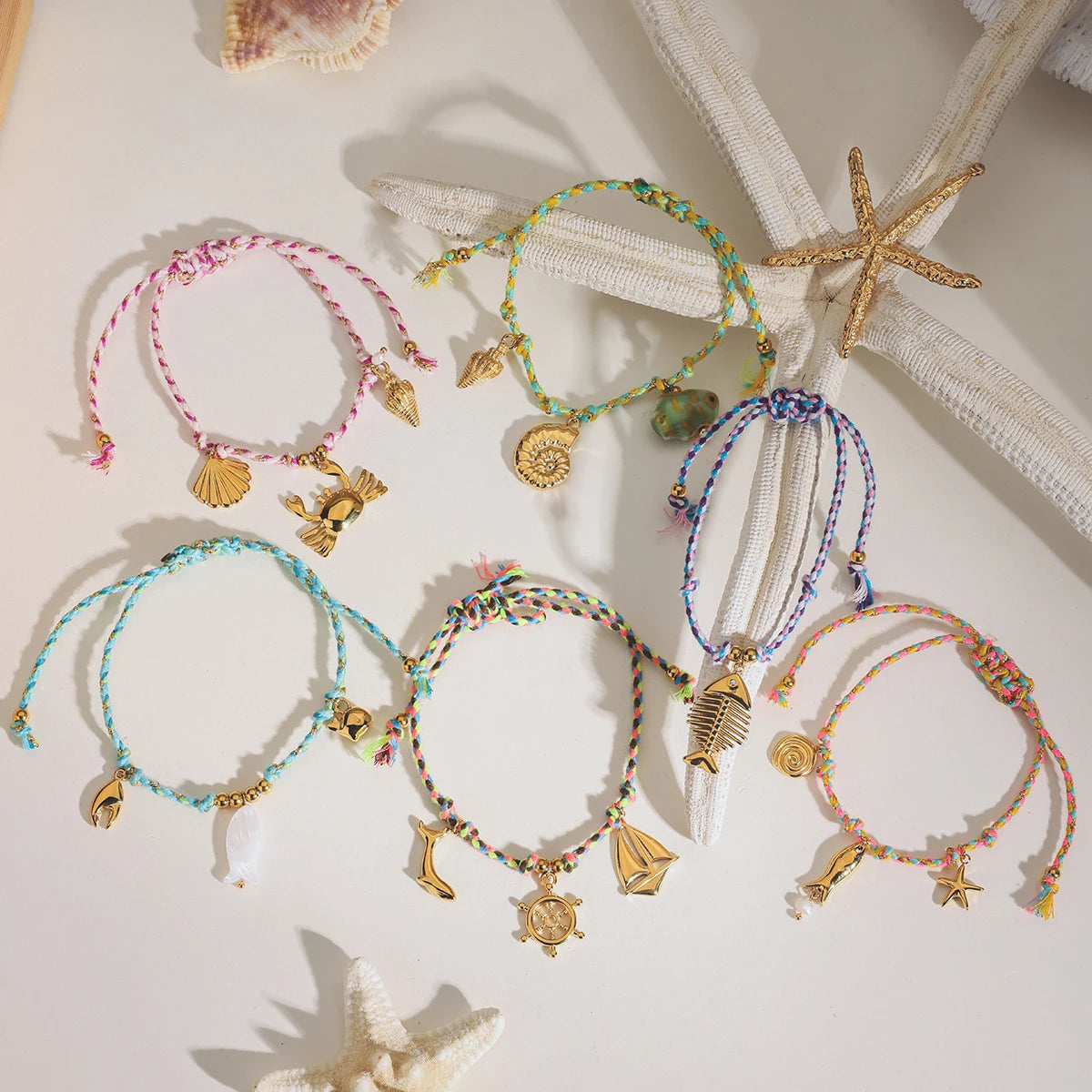 18K Gold Plated Charm Cord Bracelets