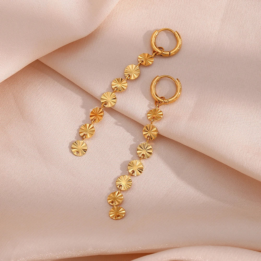 18K Gold Plated Snowflake Long Tassel Earrings