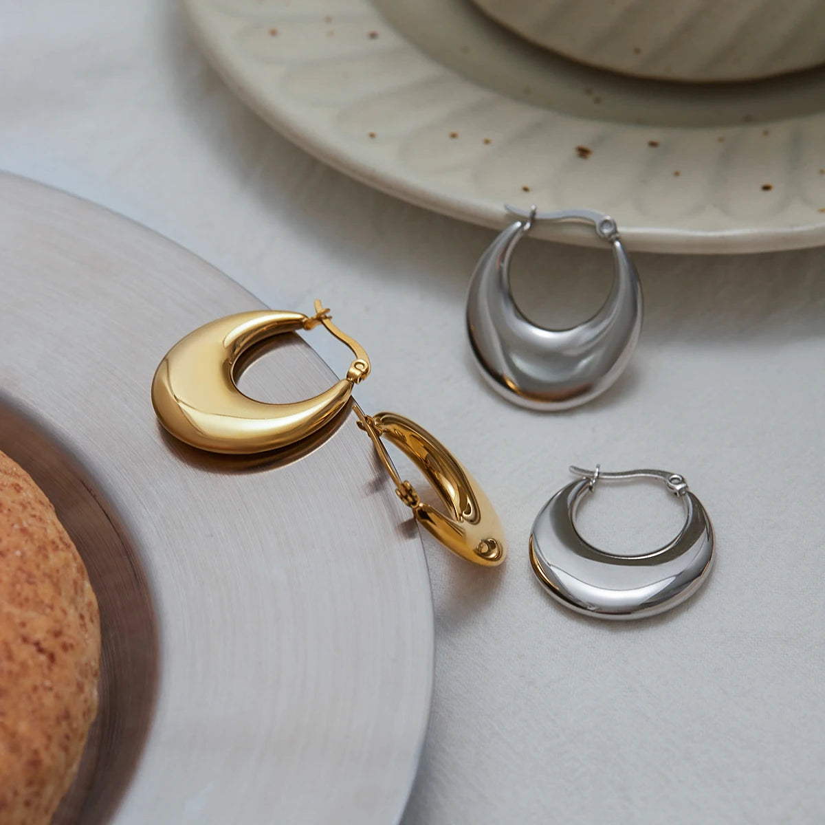 Classic U Shape 18K Gold Plated Hoop Earrings