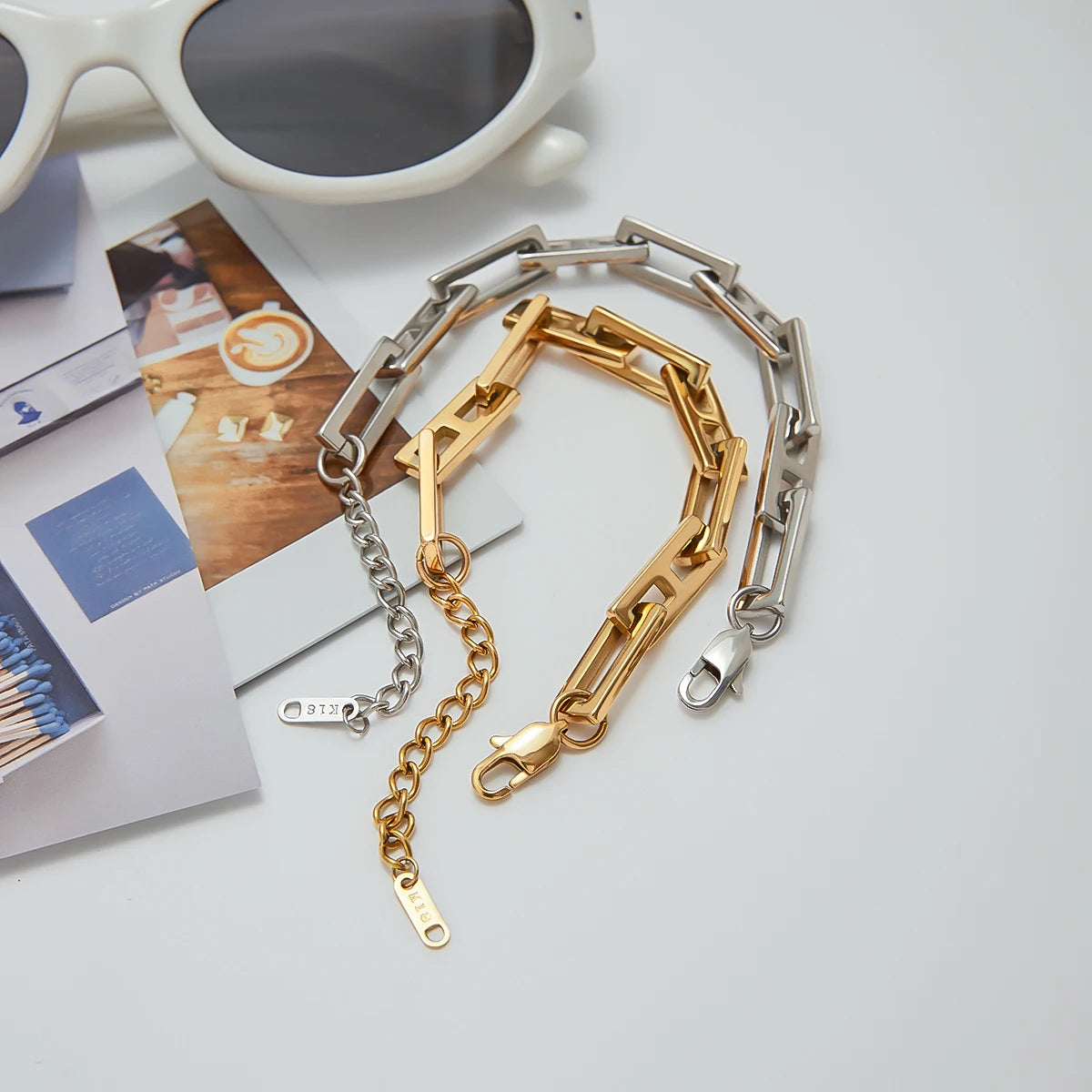 Geometric Square Chain Necklace Bracelet