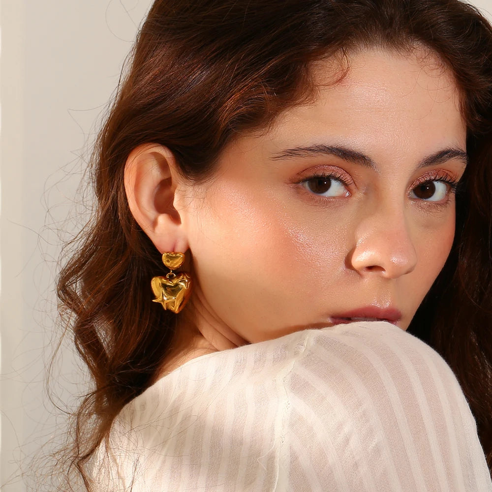 Stainless Steel Heart Star Earrings