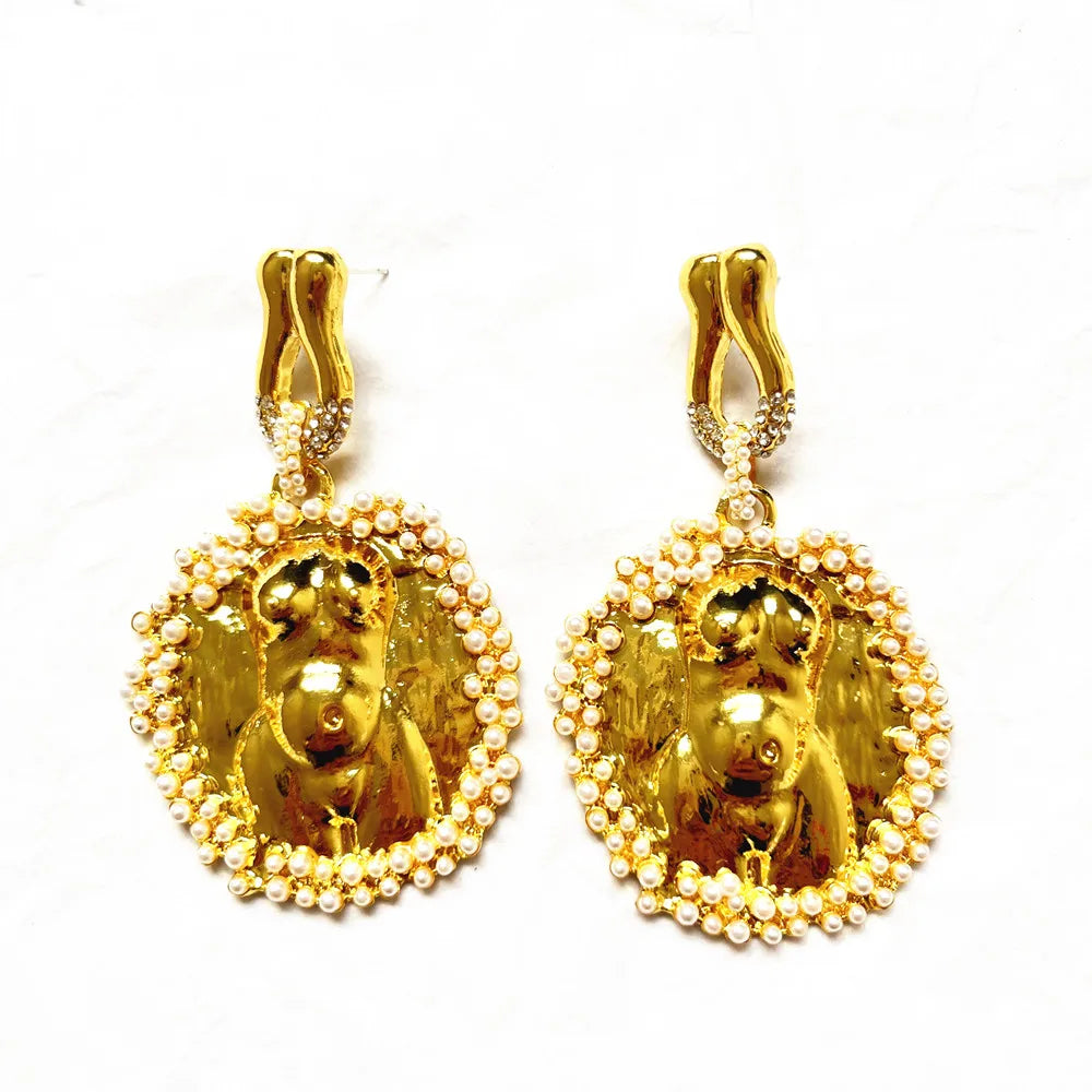 Rhinestone With Alloy Eyes Dangle Earrings