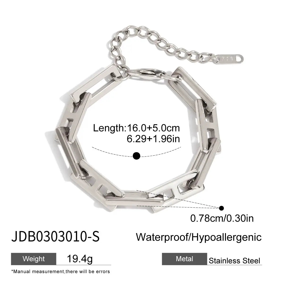 Geometric Square Chain Necklace Bracelet