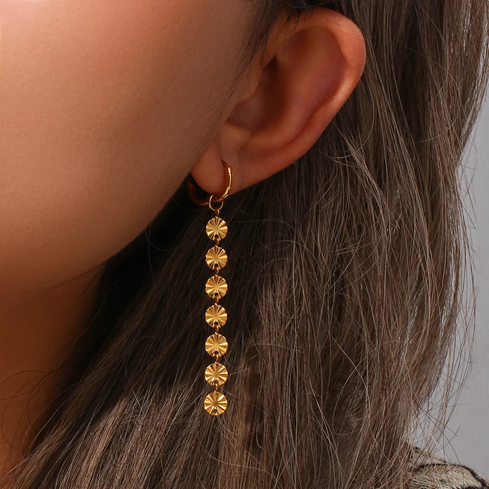 18K Gold Plated Snowflake Long Tassel Earrings