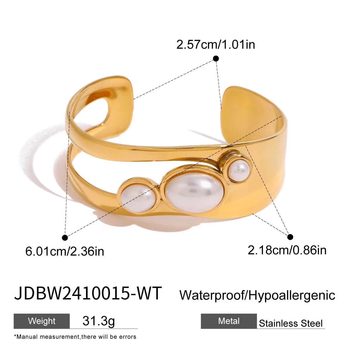 Pearl Rectangular Watch & Bracelets 18K Gold Plated