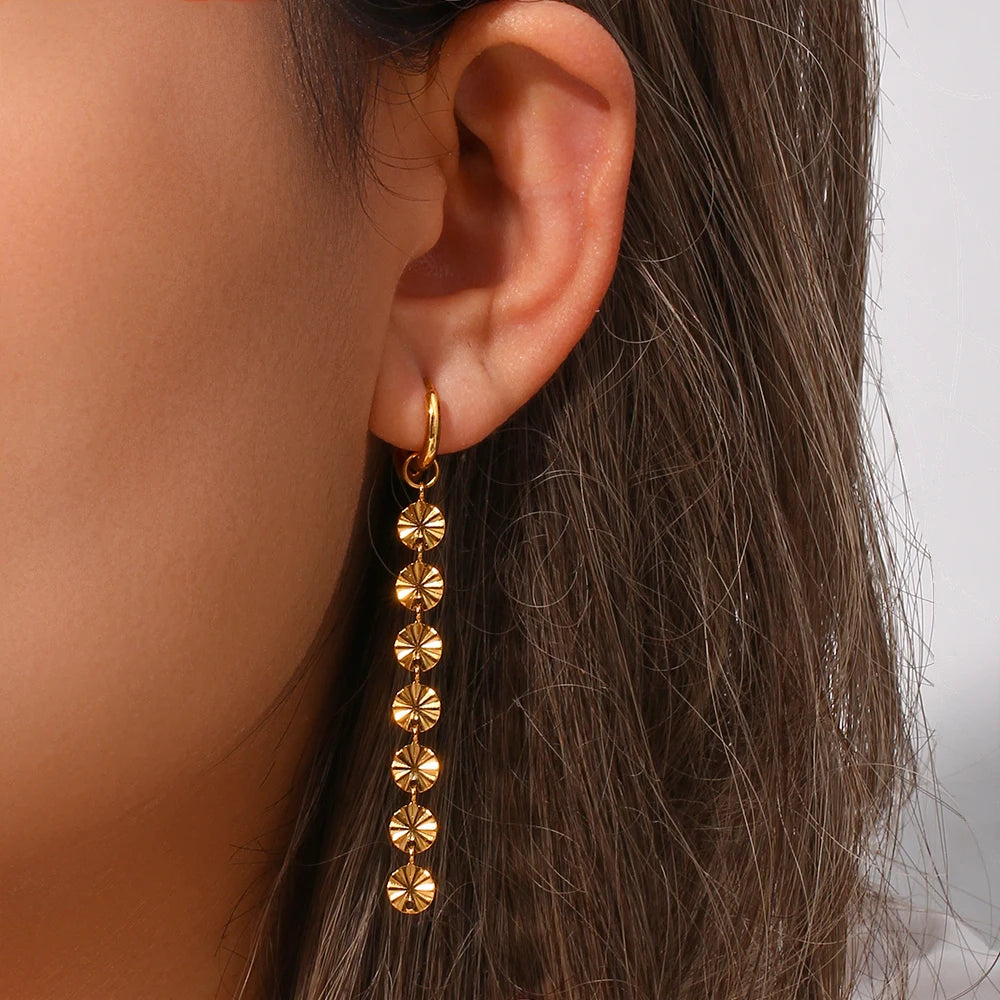 18K Gold Plated Snowflake Long Tassel Earrings