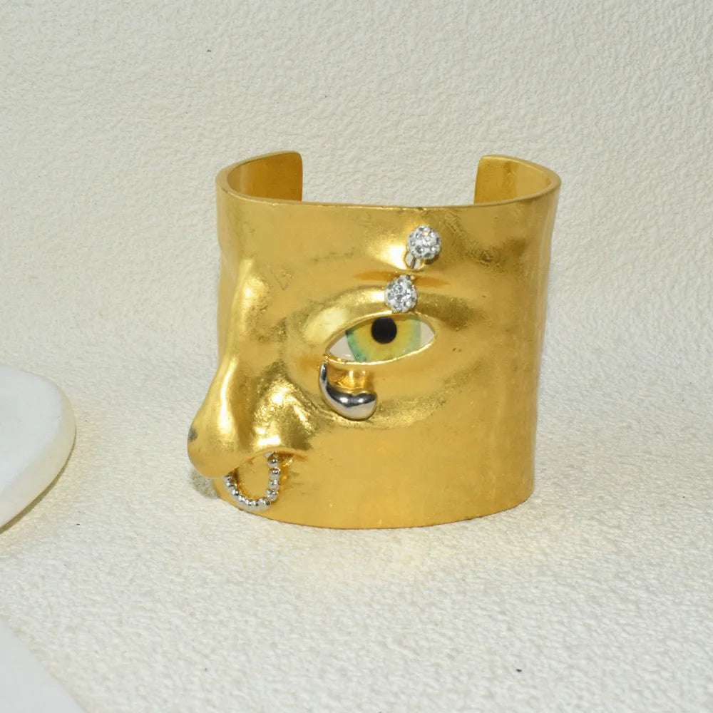 Statement Surrealist Eyes Cuff Bracelet