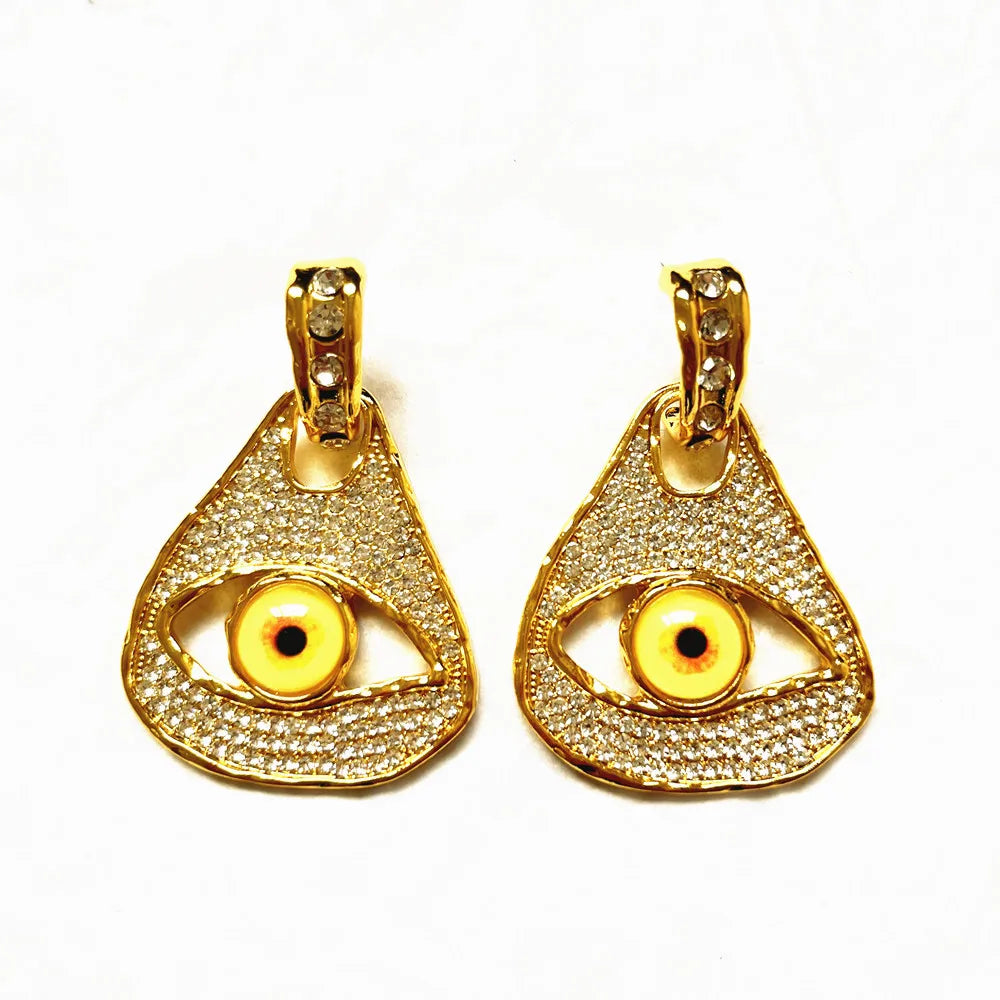 Rhinestone With Alloy Eyes Dangle Earrings