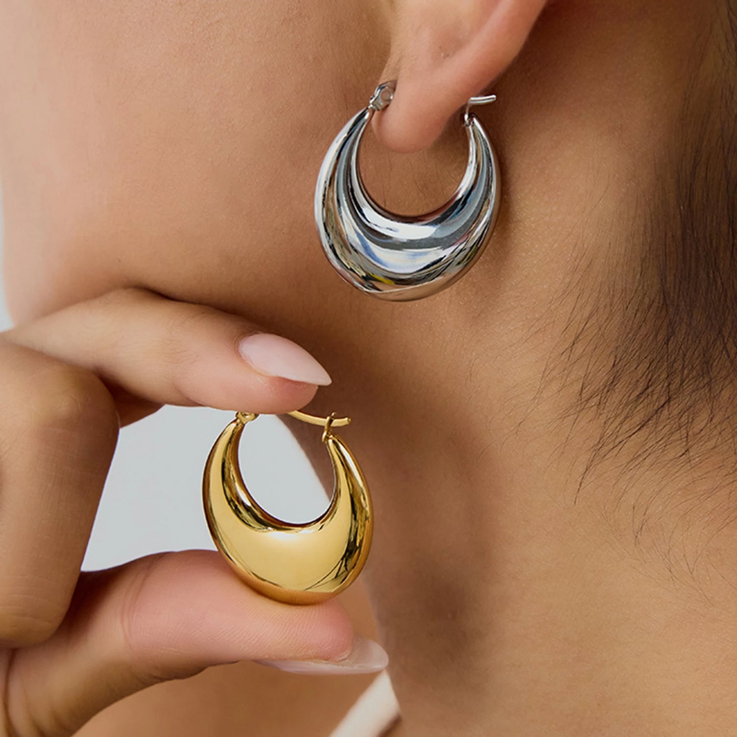 Classic U Shape 18K Gold Plated Hoop Earrings
