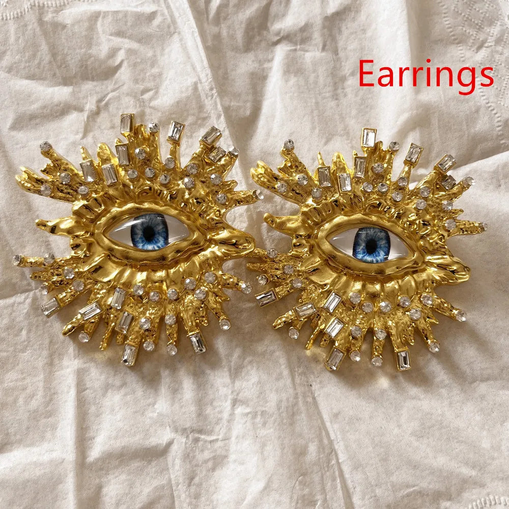 Baroque Style Big Eyes Dangle Earrings Brooches & Rings