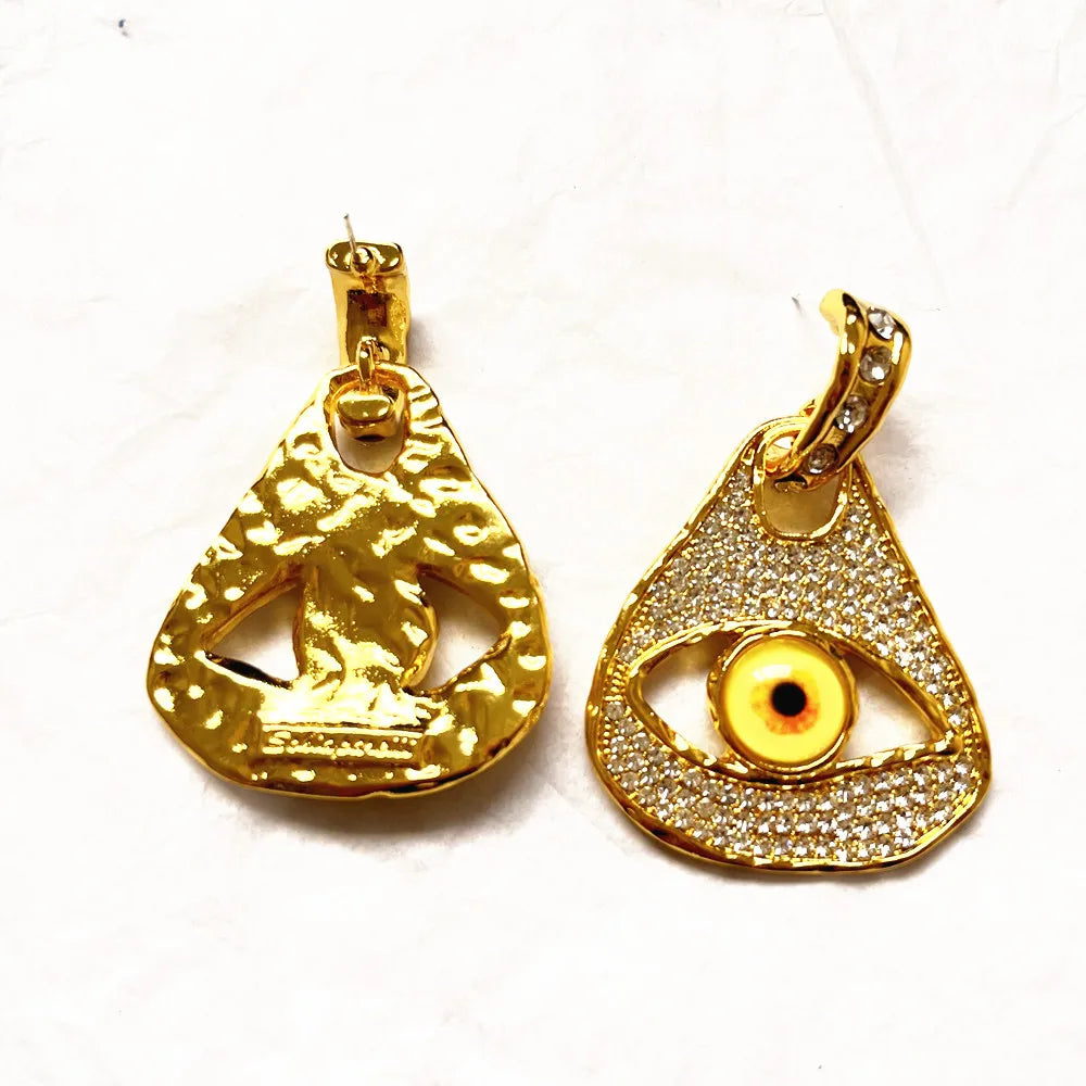 Rhinestone With Alloy Eyes Dangle Earrings