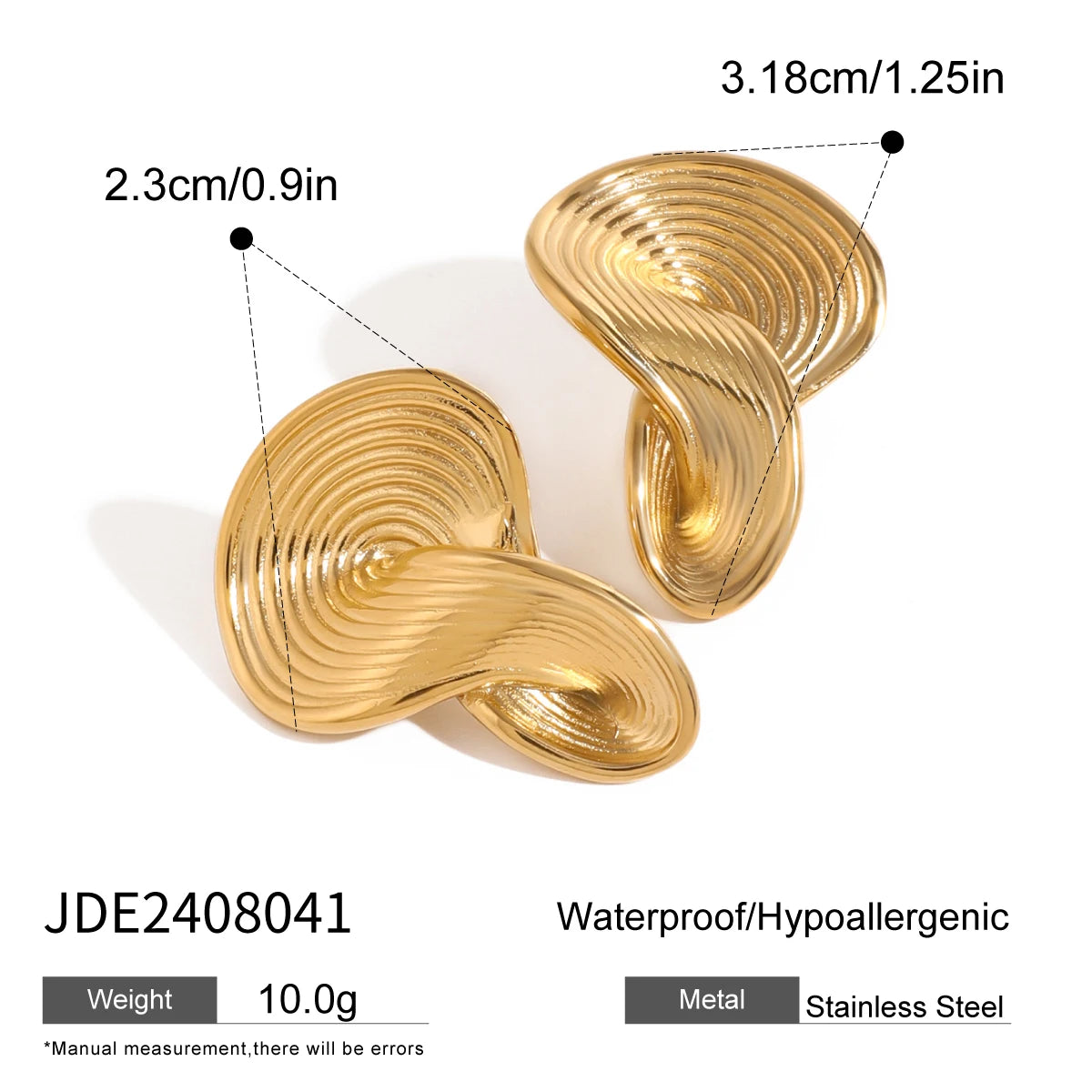 Twisted Ribbed Earrings Stud Earrings