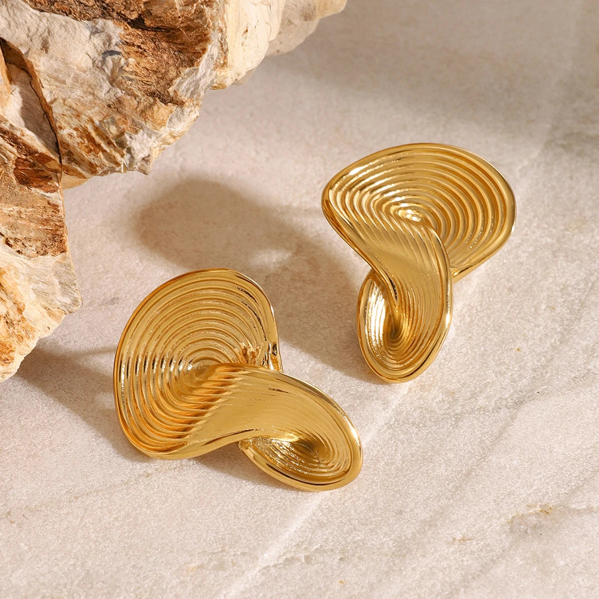Twisted Ribbed Earrings Stud Earrings