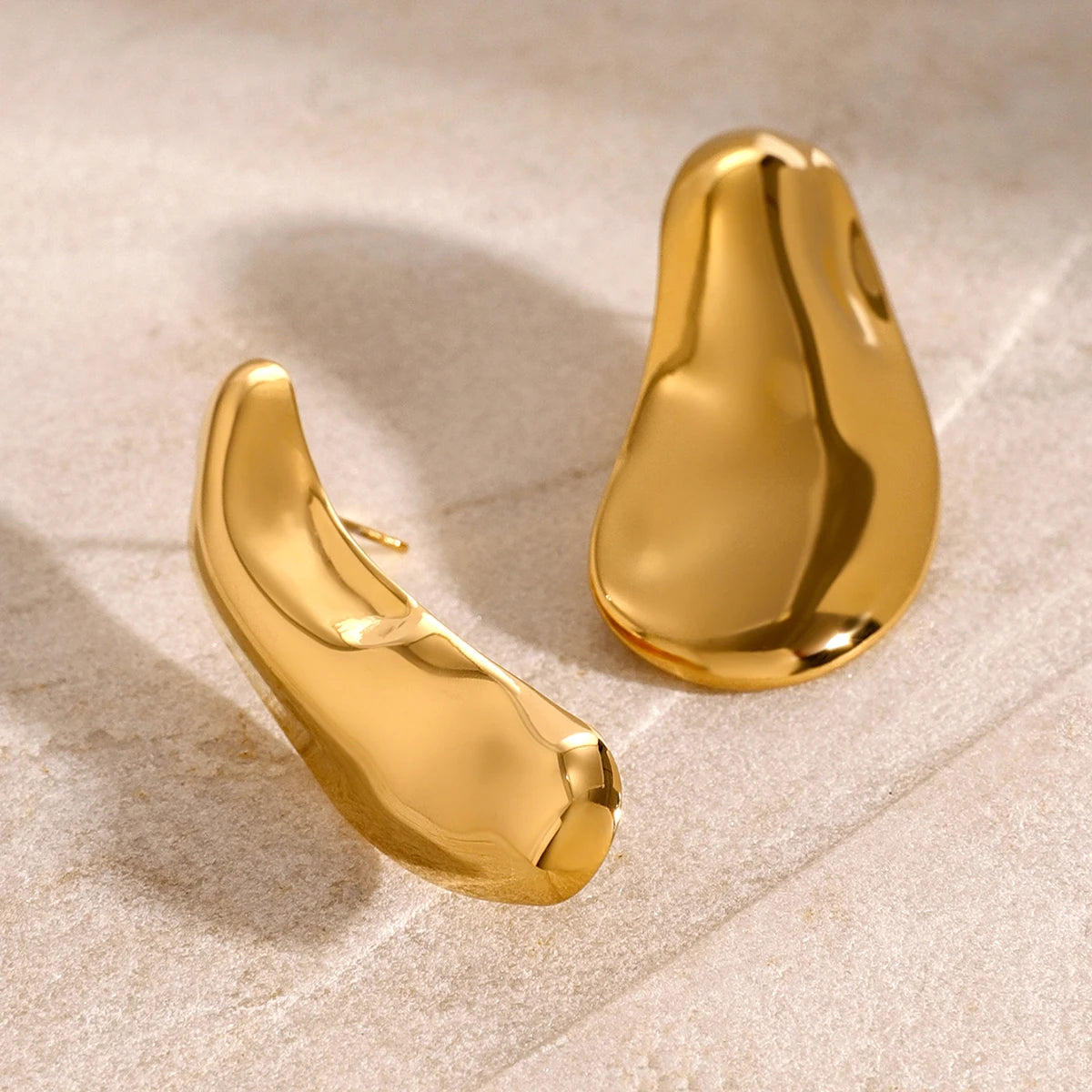 Asymmetric Hammered Big Chunky Stud Earrings