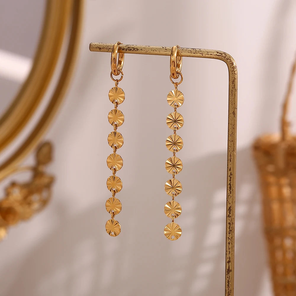 18K Gold Plated Snowflake Long Tassel Earrings