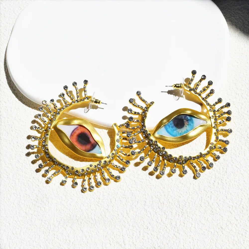 Baroque Style Evil Eyes Hoop Earrings