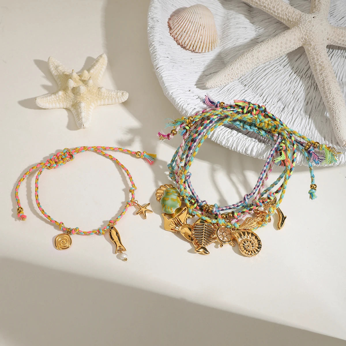 18K Gold Plated Charm Cord Bracelets