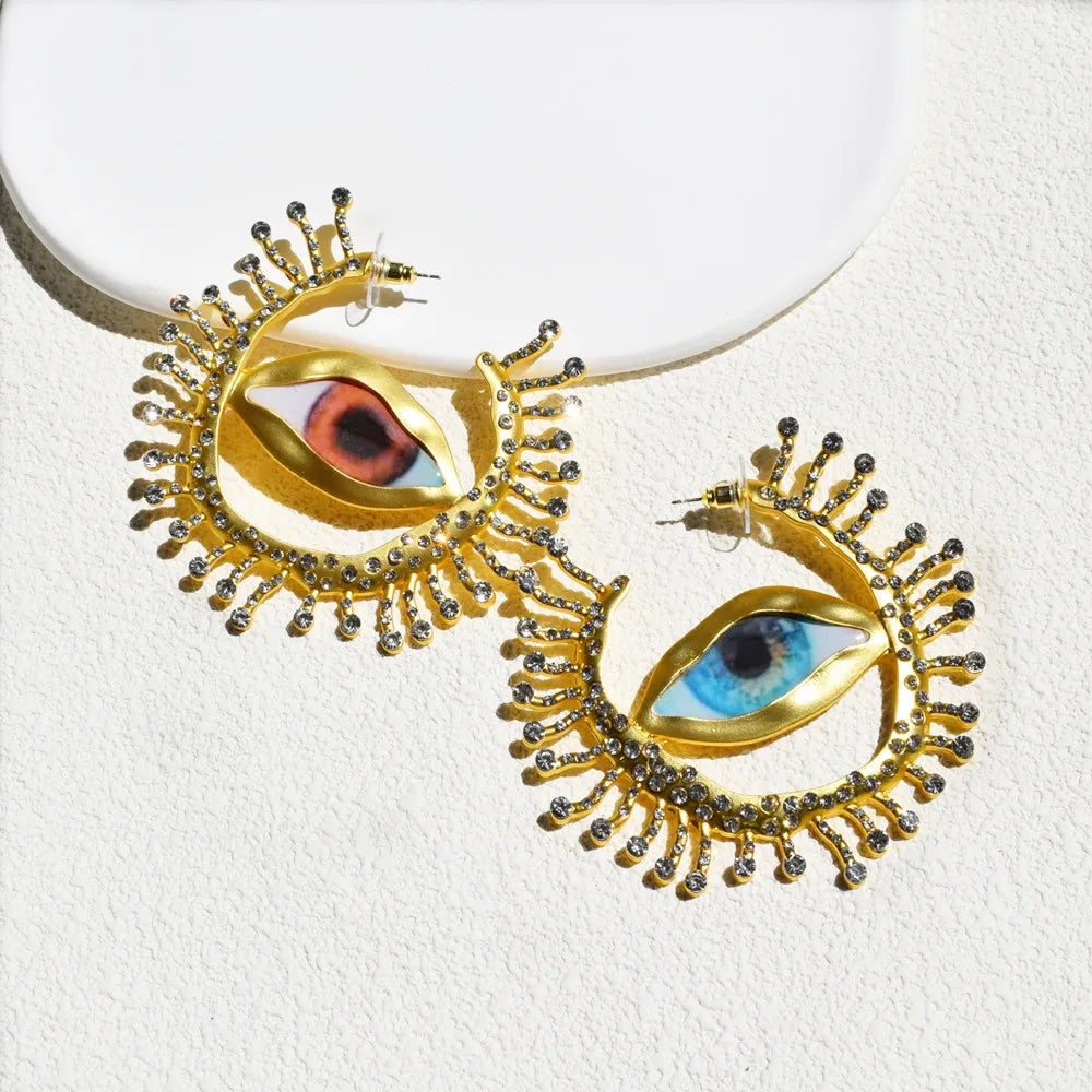 Baroque Style Evil Eyes Hoop Earrings
