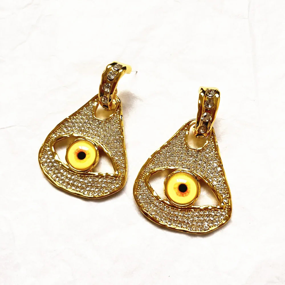 Rhinestone With Alloy Eyes Dangle Earrings