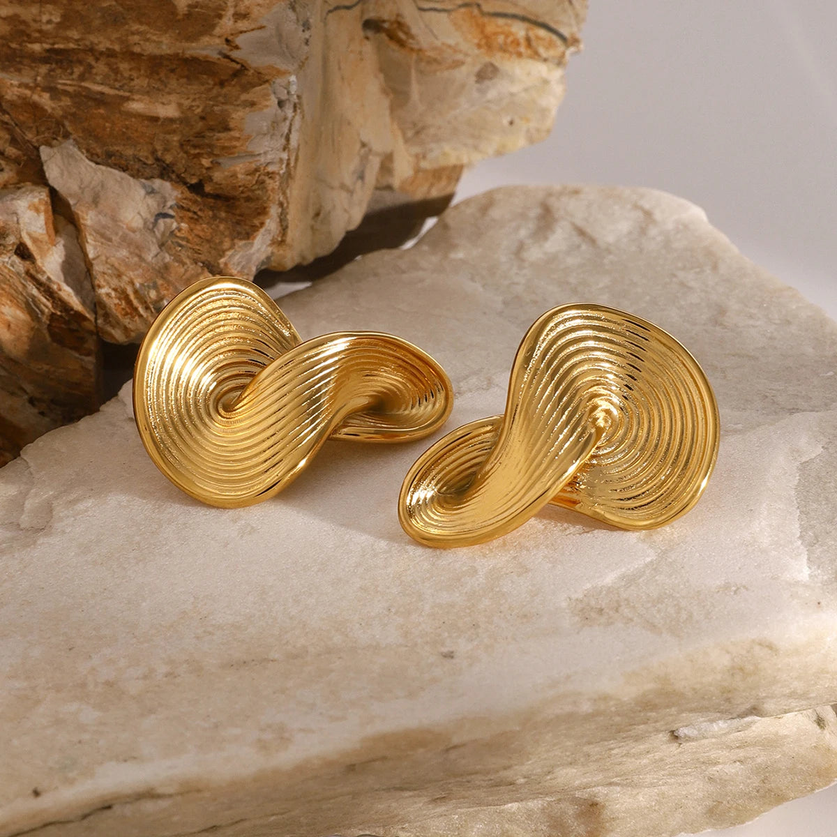 Twisted Ribbed Earrings Stud Earrings