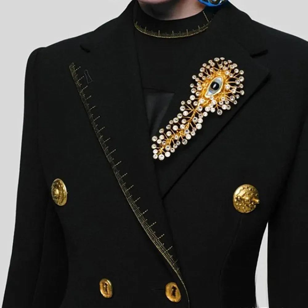 Rhinestone Baroque Evil Eye Brooch