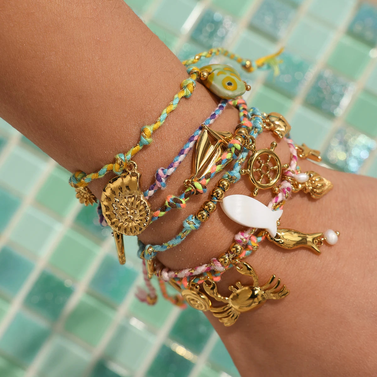 18K Gold Plated Charm Cord Bracelets