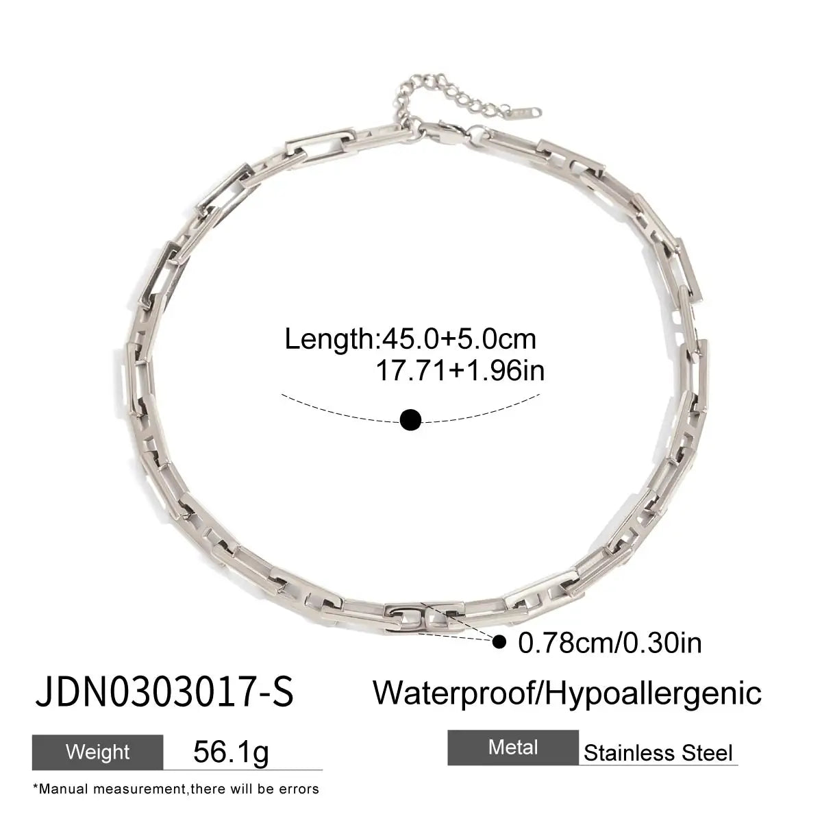 Geometric Square Chain Necklace Bracelet