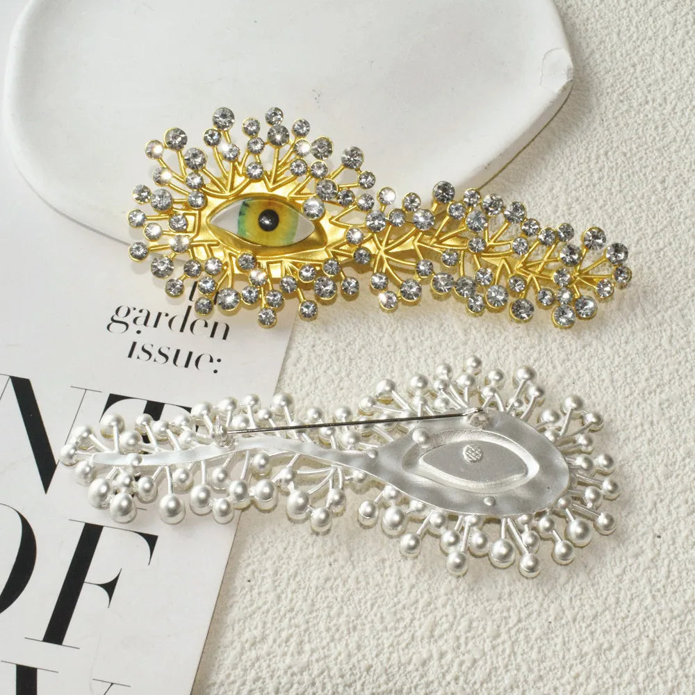 Rhinestone Baroque Evil Eye Brooch