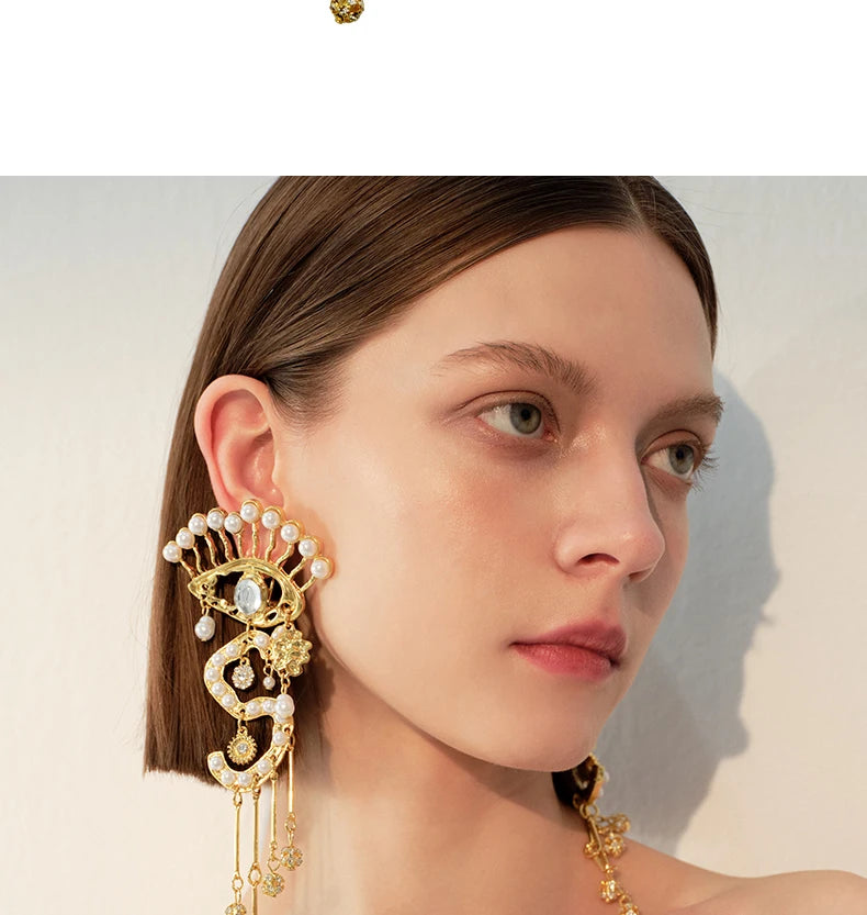 Evil Eye Long tassel eyelashes Earrings