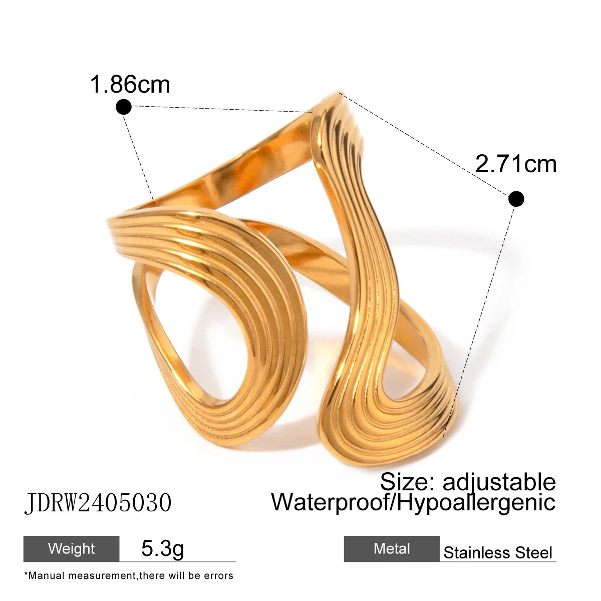 Ocean Beach Starfish Spiral Ring 18K Gold Plated Stainless Steel Shell Stackable Rings