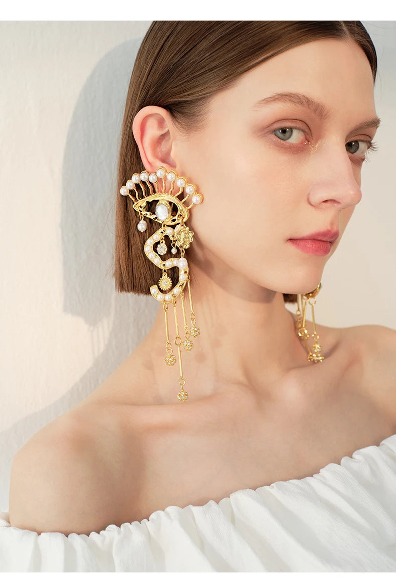 Evil Eye Long tassel eyelashes Earrings