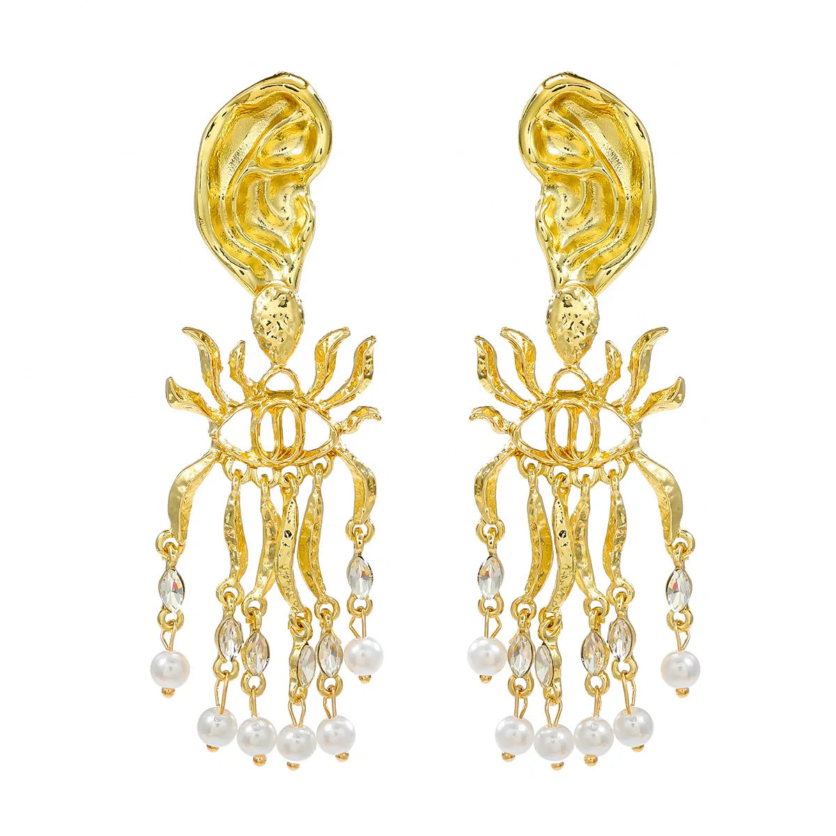 Baroque Style Metal Evil Eye Dangle Earrings
