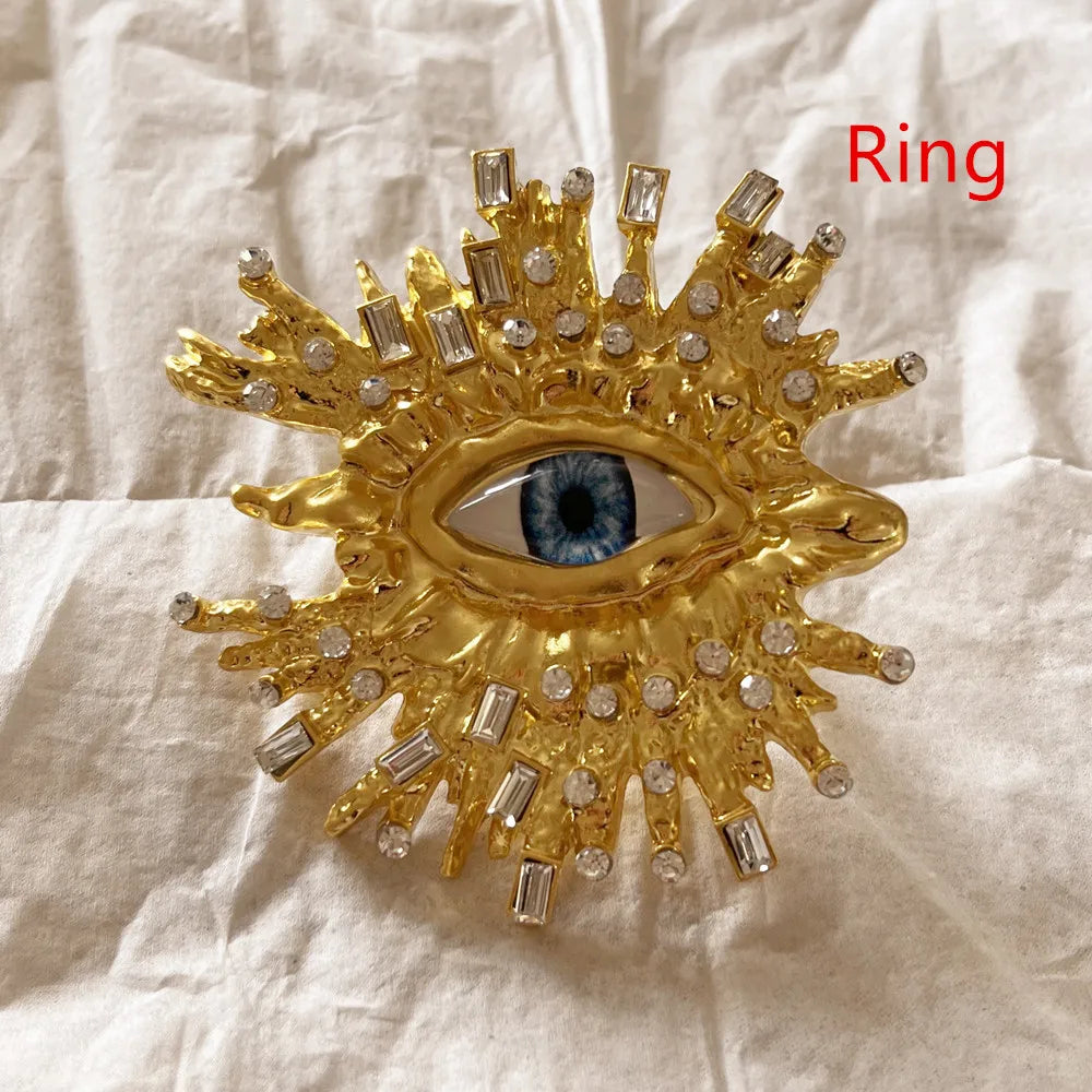 Baroque Style Big Eyes Dangle Earrings Brooches & Rings