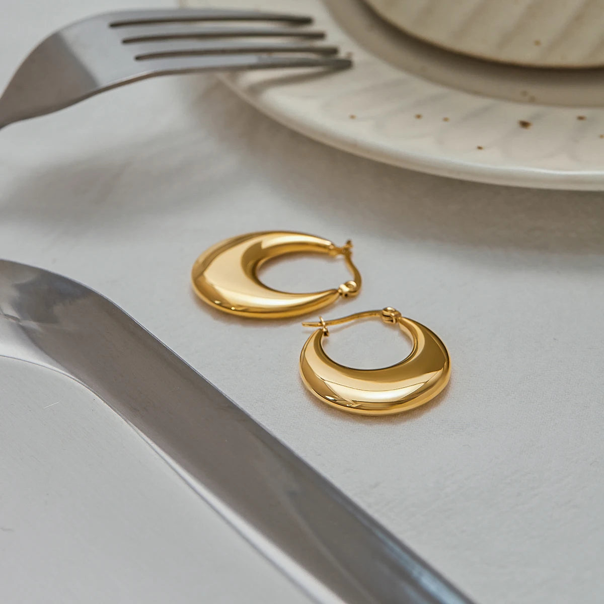 Classic U Shape 18K Gold Plated Hoop Earrings