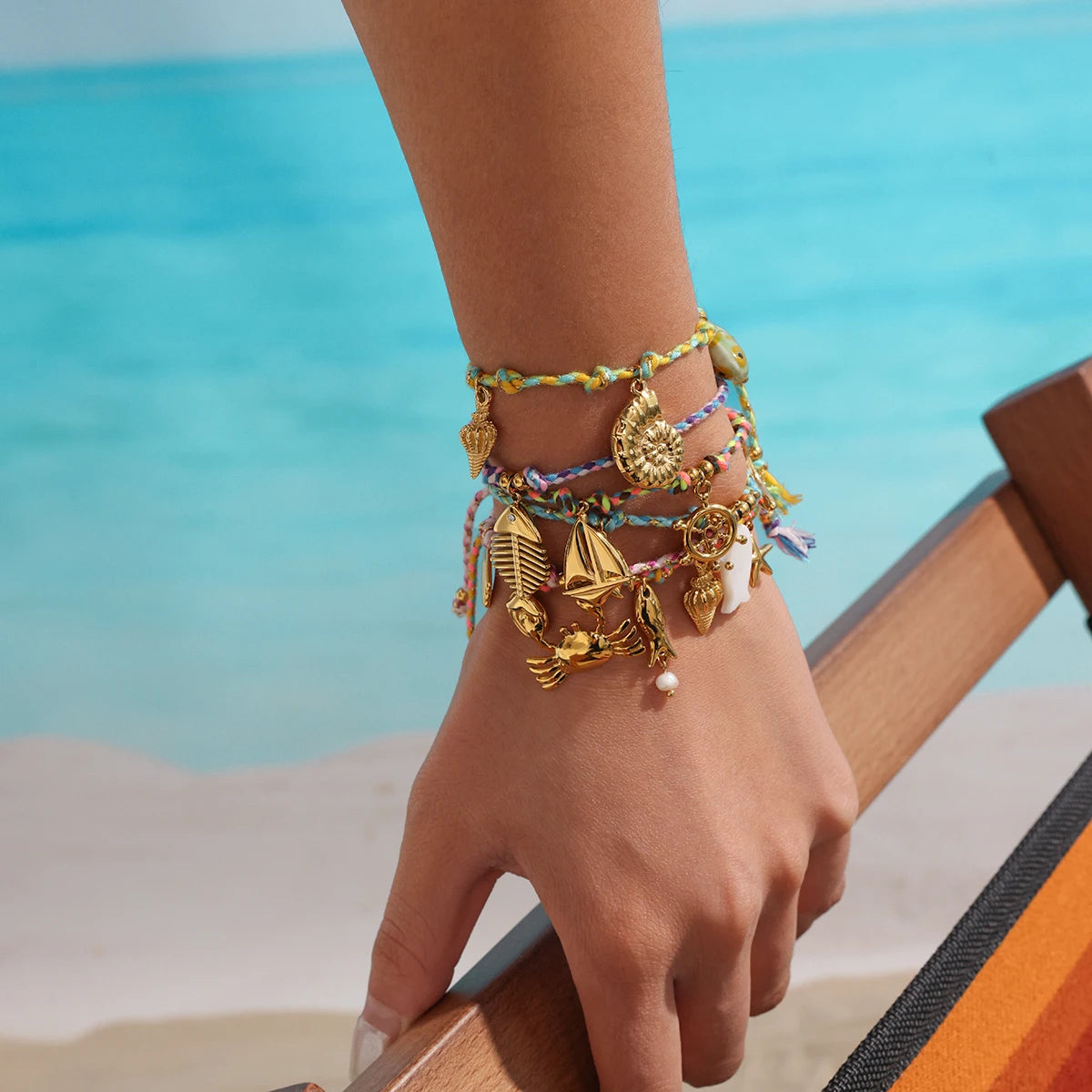 18K Gold Plated Charm Cord Bracelets