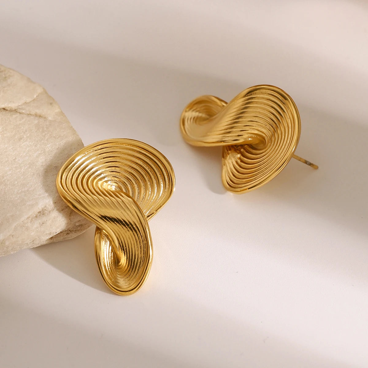 Twisted Ribbed Earrings Stud Earrings