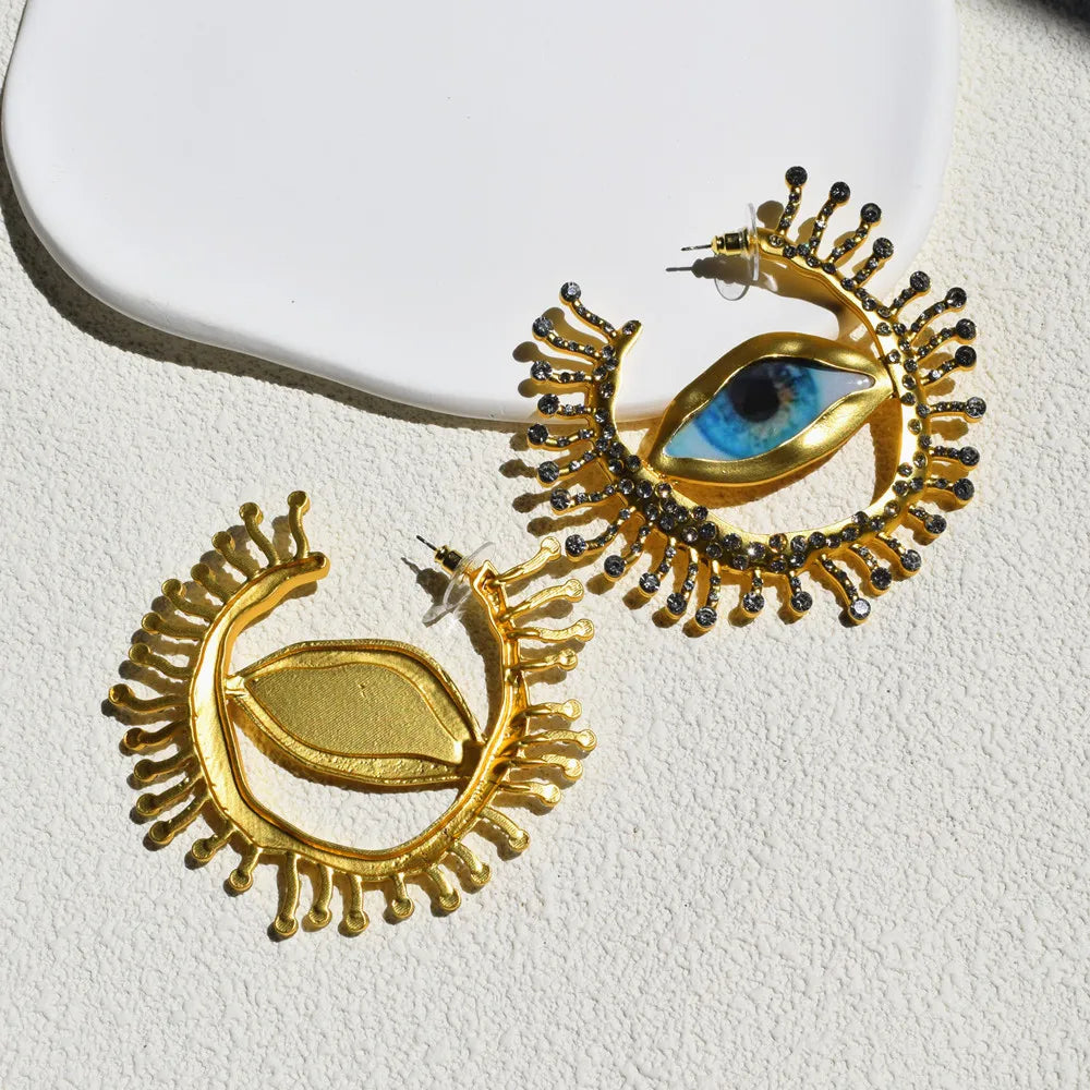 Baroque Style Evil Eyes Hoop Earrings