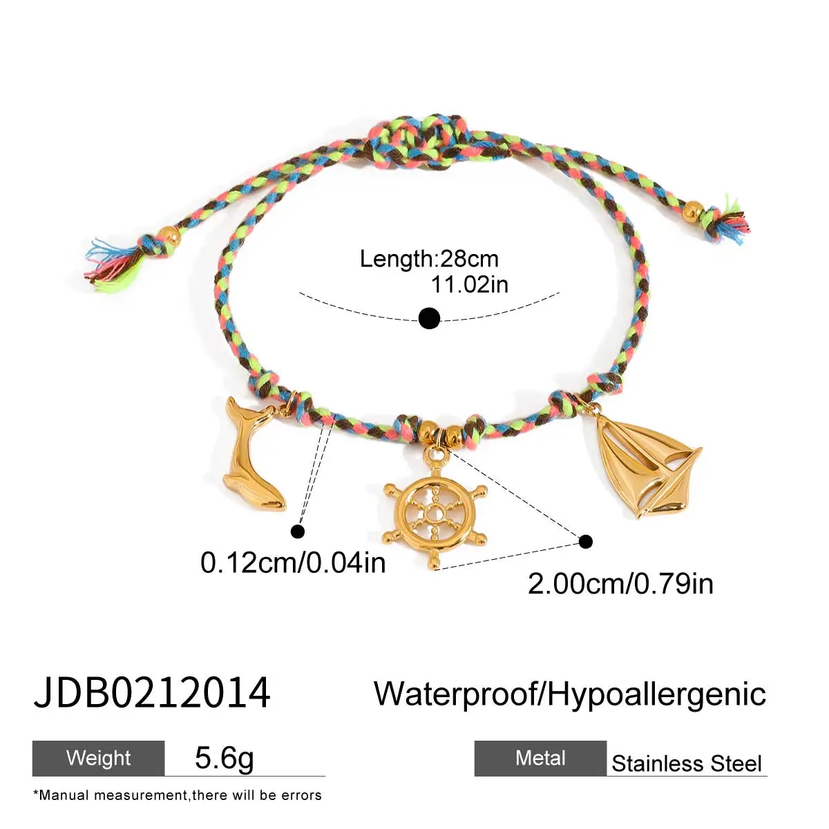 18K Gold Plated Charm Cord Bracelets