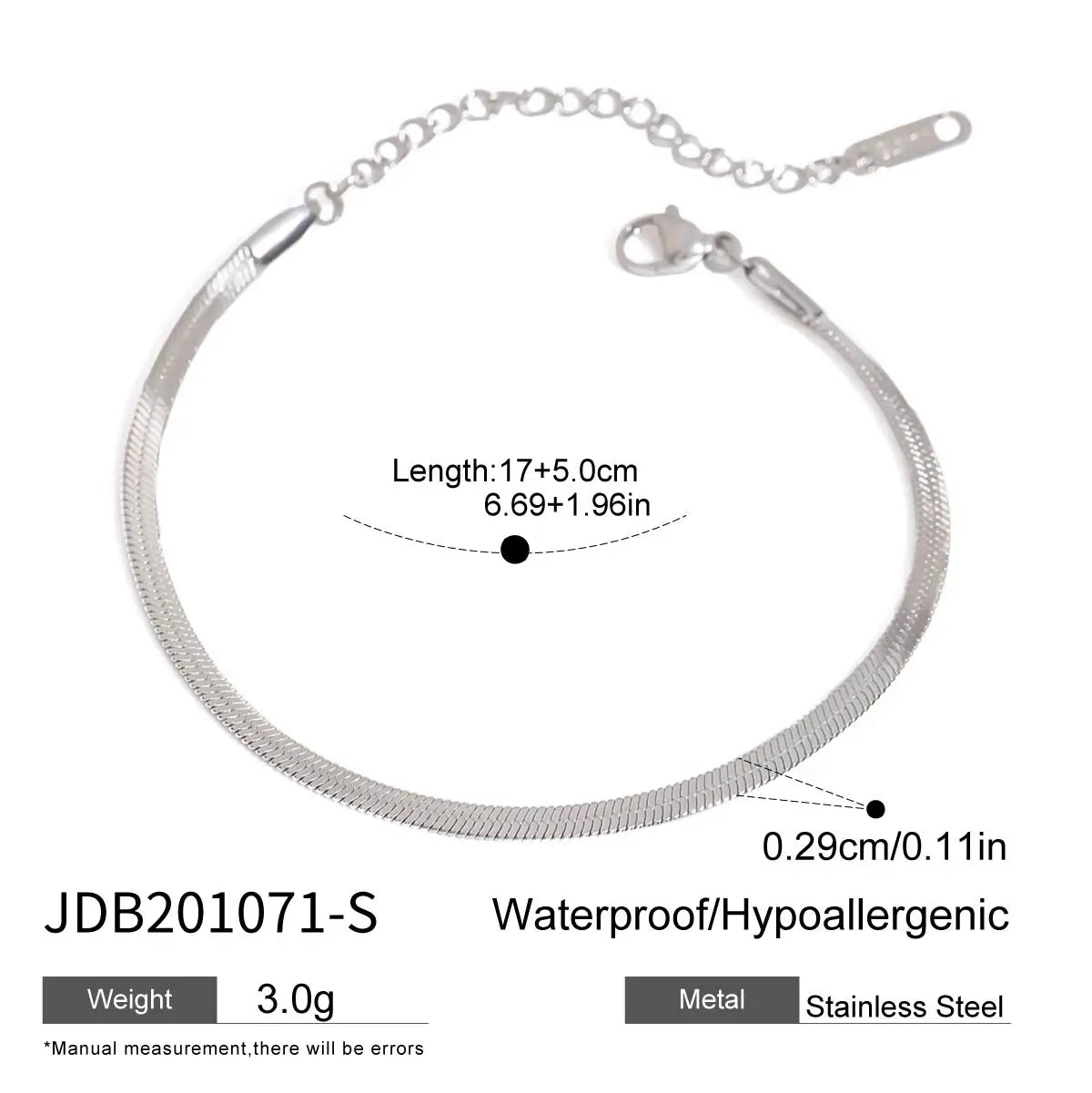 Snake Chain & Geometric Rectangular Watch Bead & Chain Stackable Bracelet