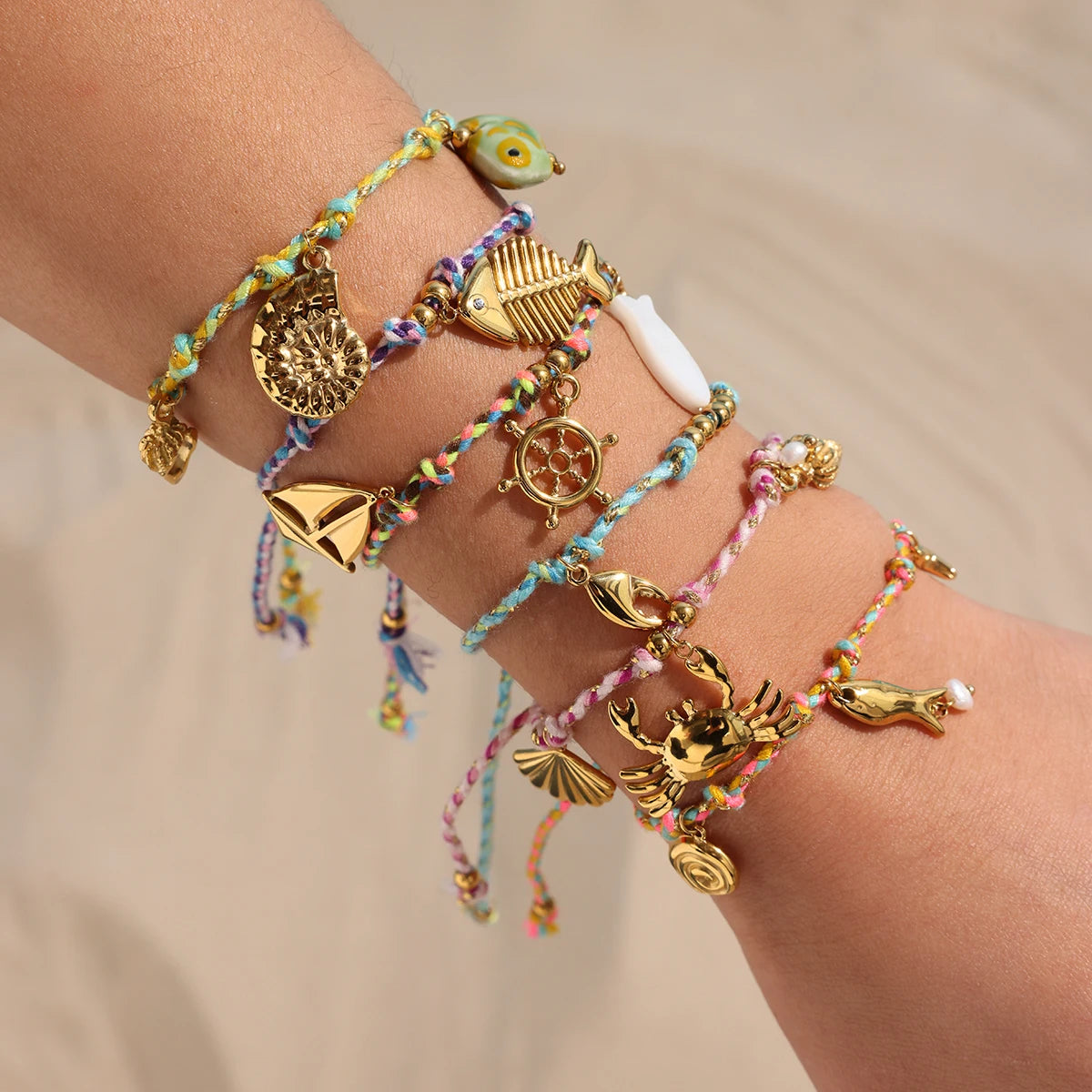 18K Gold Plated Charm Cord Bracelets