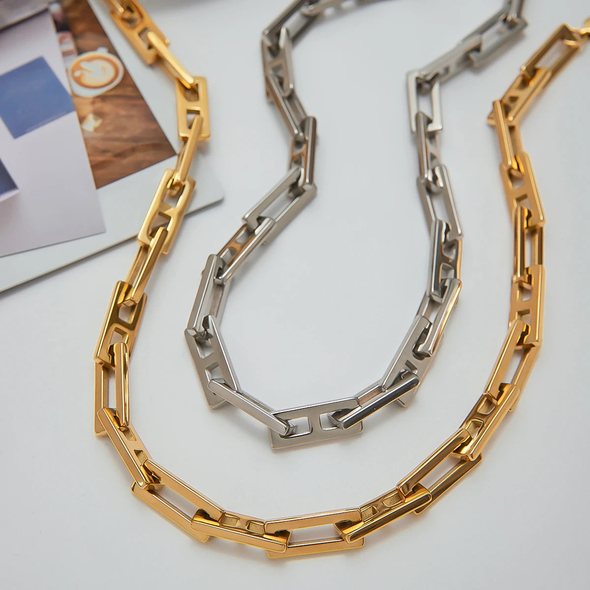 Geometric Square Chain Necklace Bracelet