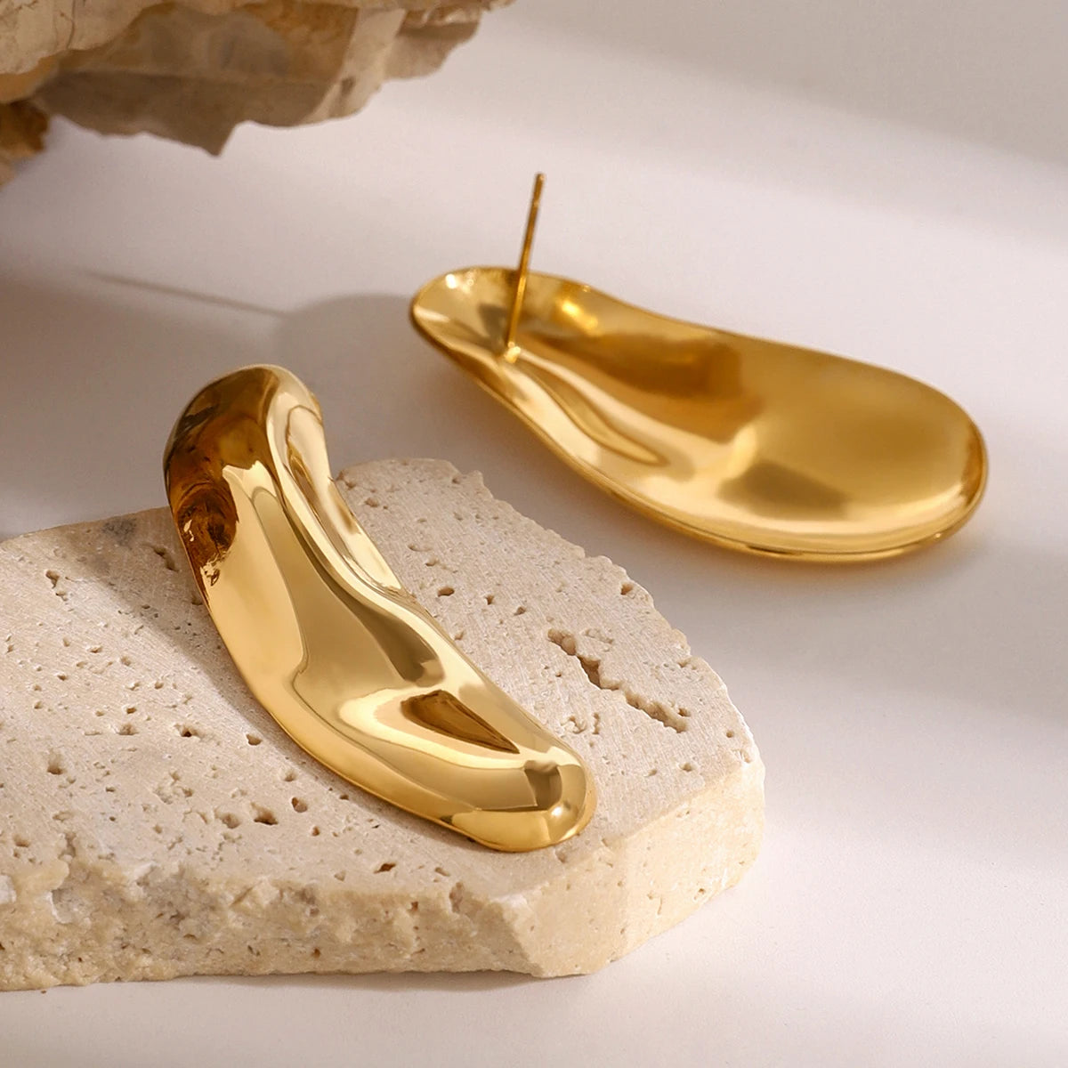 Asymmetric Hammered Big Chunky Stud Earrings