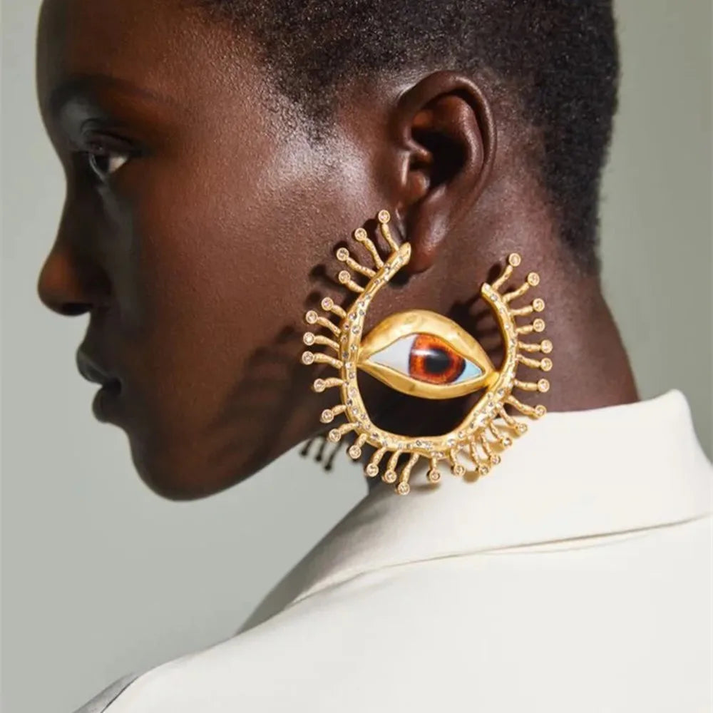 Baroque Style Evil Eyes Hoop Earrings