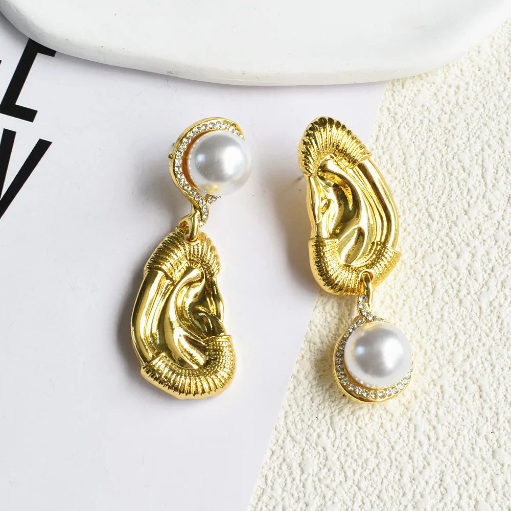 Gold Plated Ear Shaped Dangle Earrings