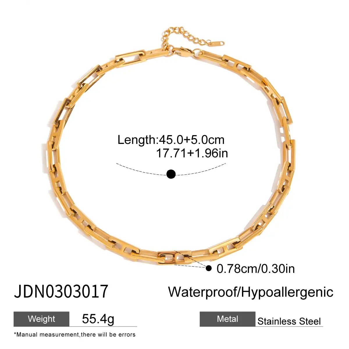 Geometric Square Chain Necklace Bracelet