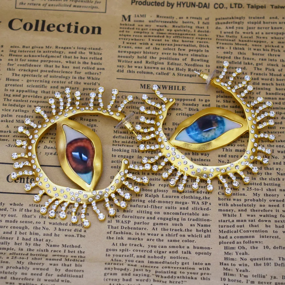 Baroque Style Evil Eyes Hoop Earrings
